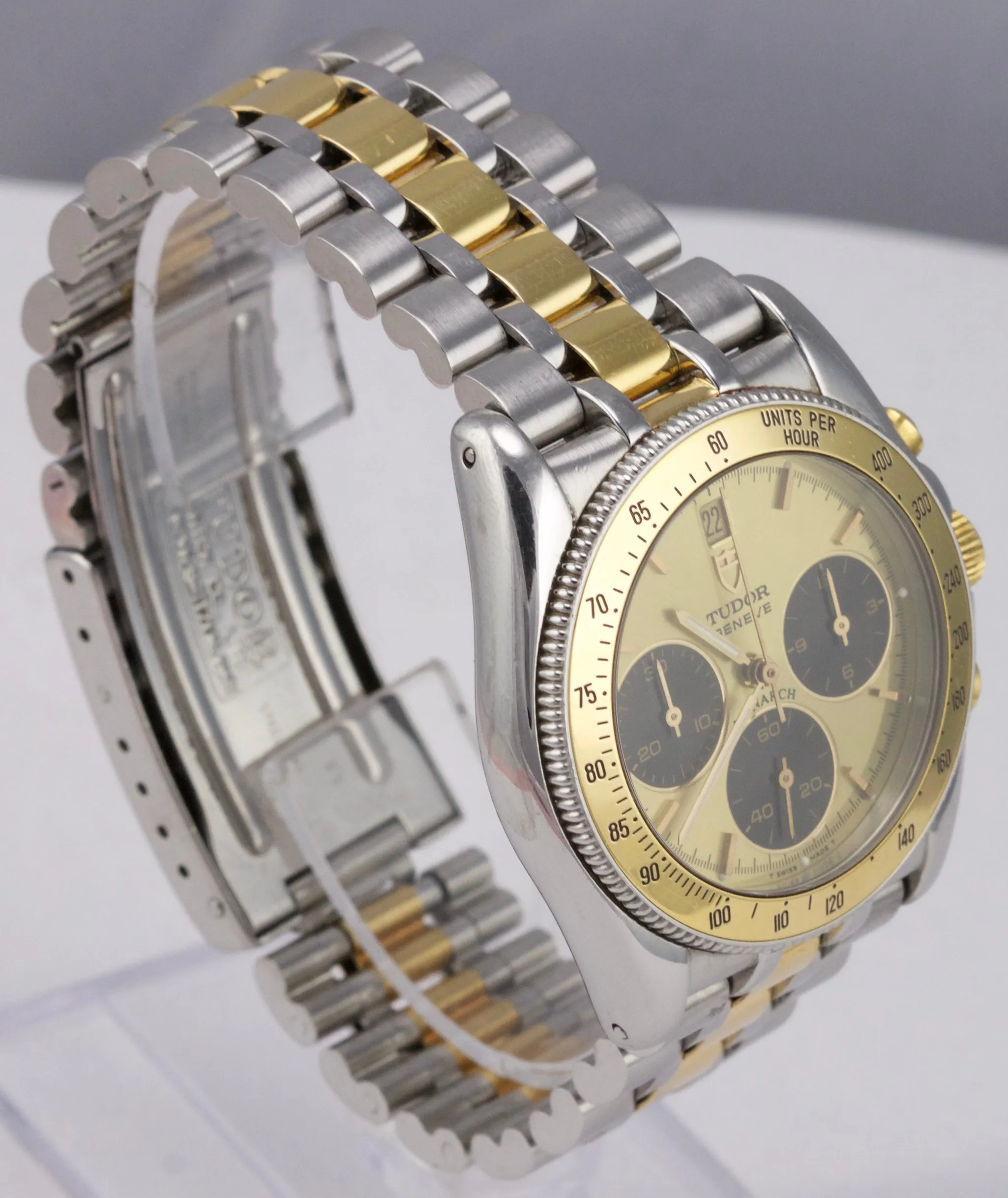 2000 Tudor Geneve Monarch Two-Tone Stainless Gold Chronograph 36mm Watch 15903