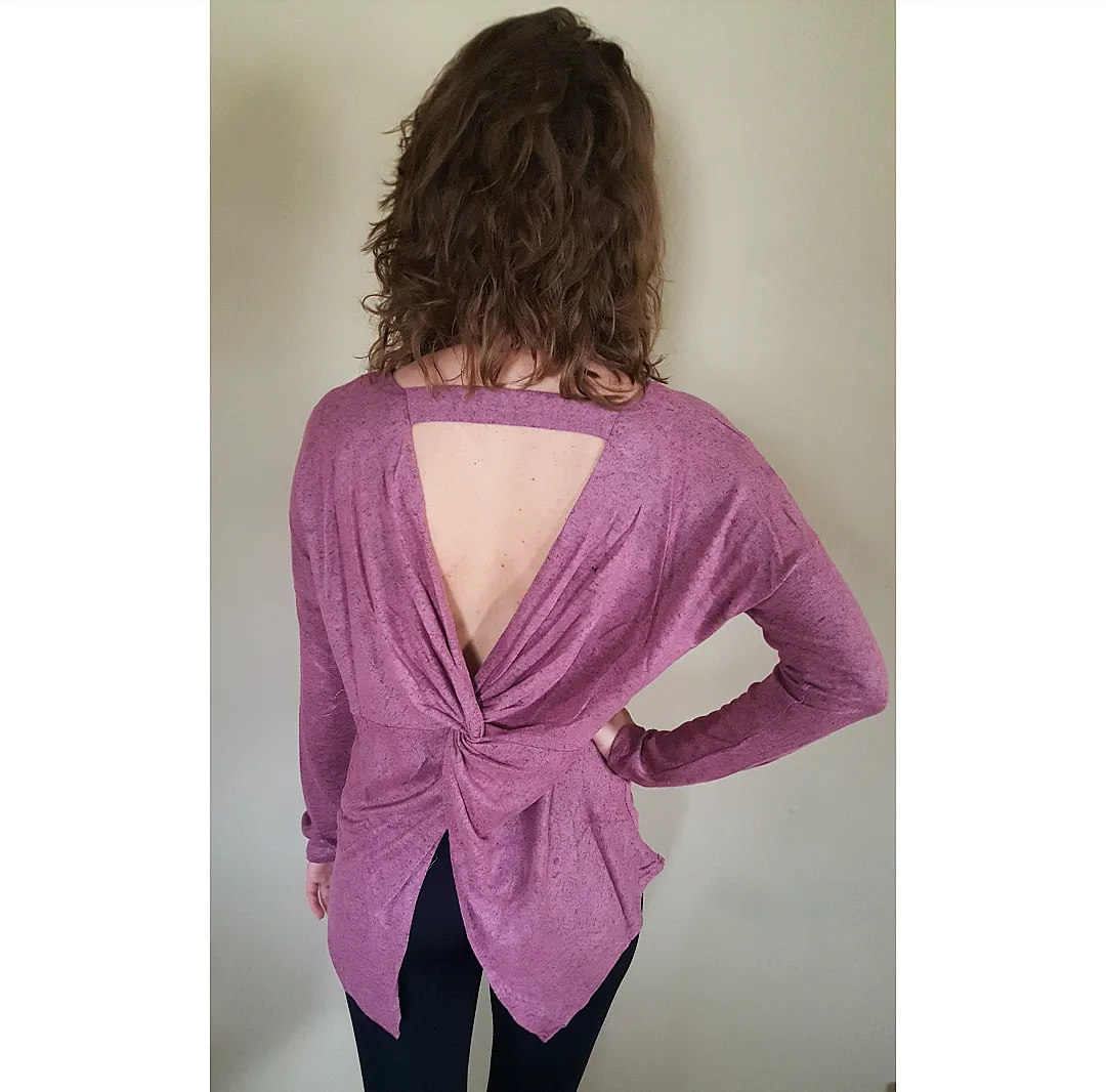 Open Back Twist Solid Knit Top